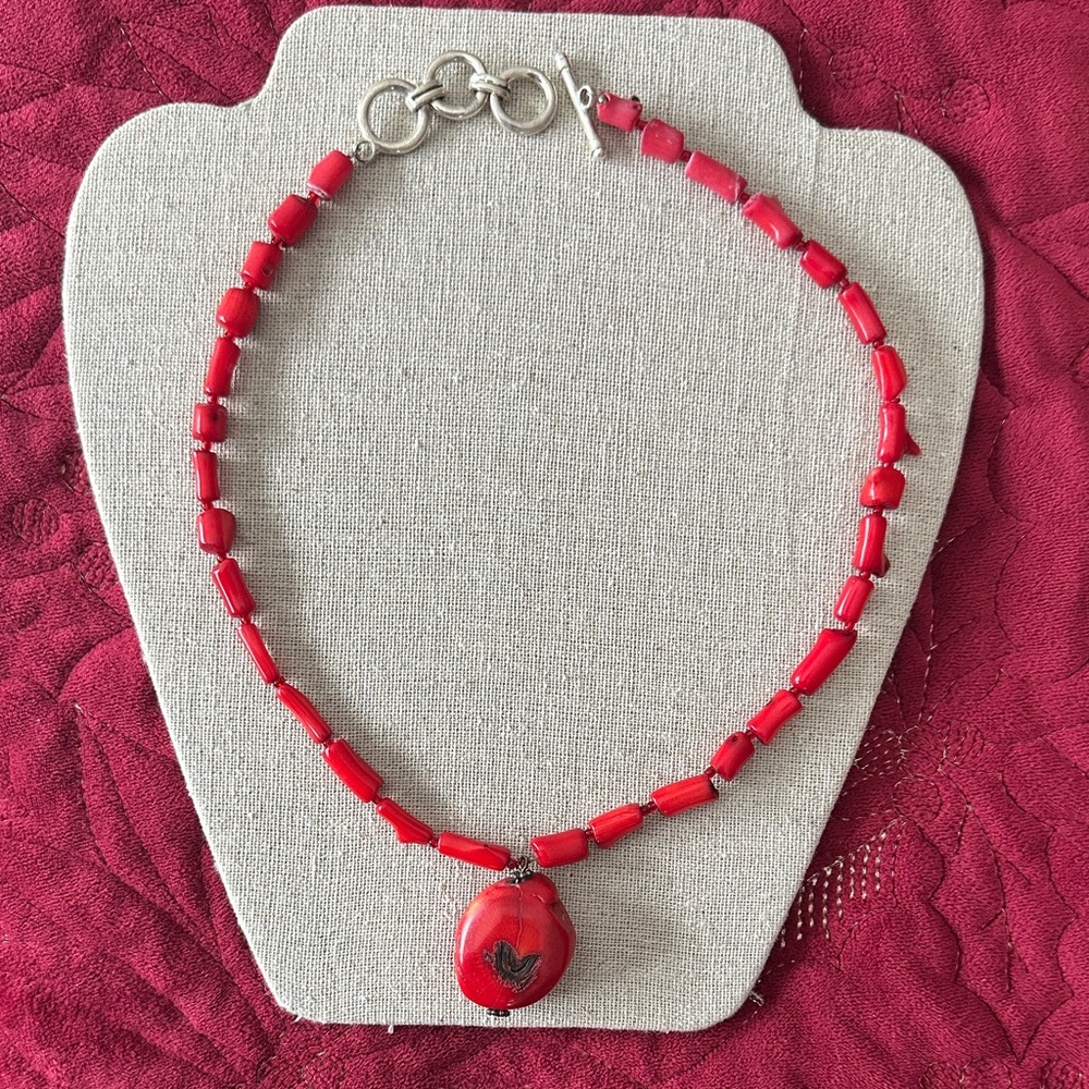Vibrant Red stone Necklace with Pendant